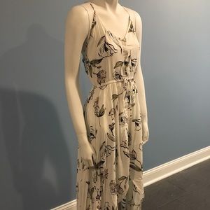 White Floral High Low Dress with Crisscross Back